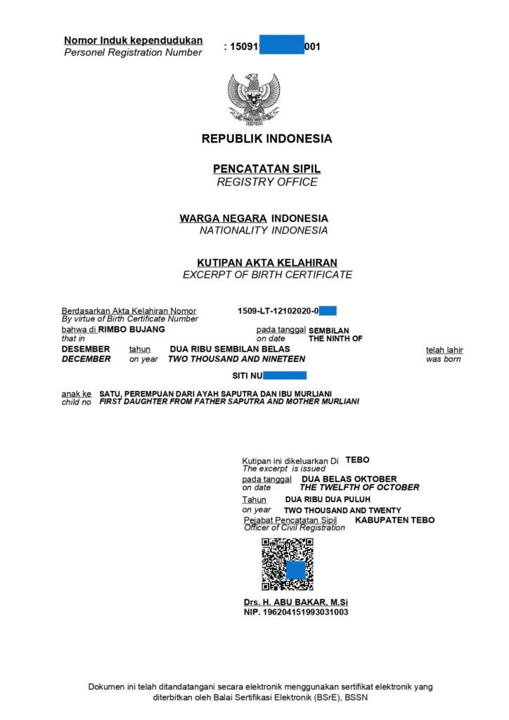 birth certificate